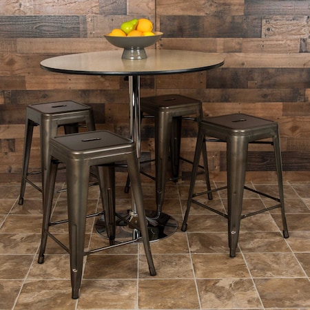 Flash Furniture Gray 24" High Metal Stool, PK4 4-ET-31320-24-GN-R-GG